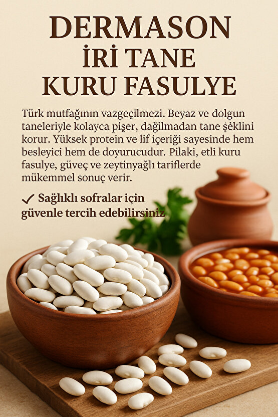 5 KG 9 MM İRİ TANE DERMASON KURU FASÜLYE