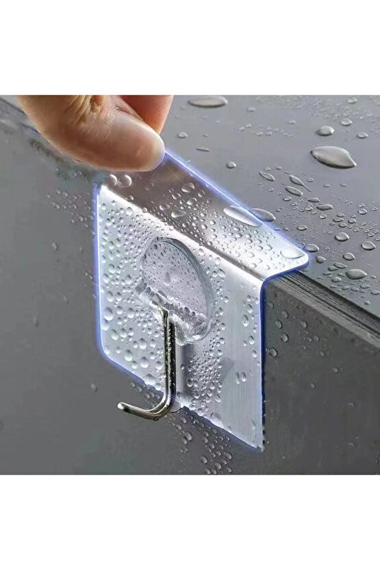10Lu Paket- Pratik Çok Amaçlı Güçlü Şeffaf Duvar Askısı Yapışkan 304 Çelik Kancalı Mutfak Banyo Askı