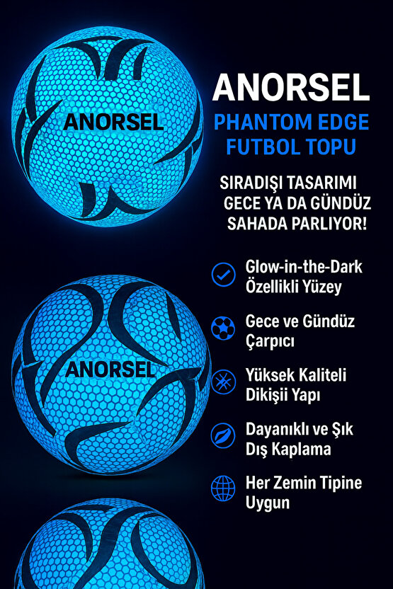Karanlıkta Parlayan Işıldayan Orjinal Futbol Topu
