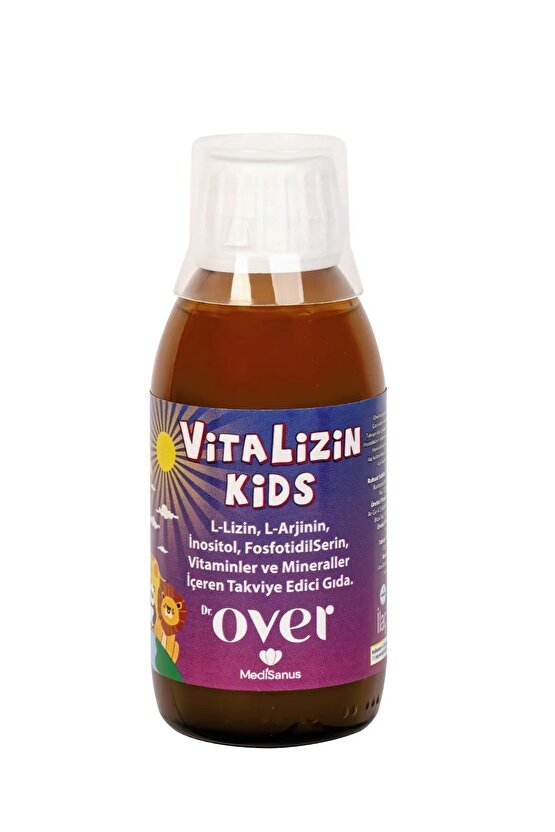 Vitalizin Kids, Lizin Arjinin Inositol Fosfotidilserin 11 Vitamin Ve 5 Mineral. 150 ml Şurup 3 Kutu