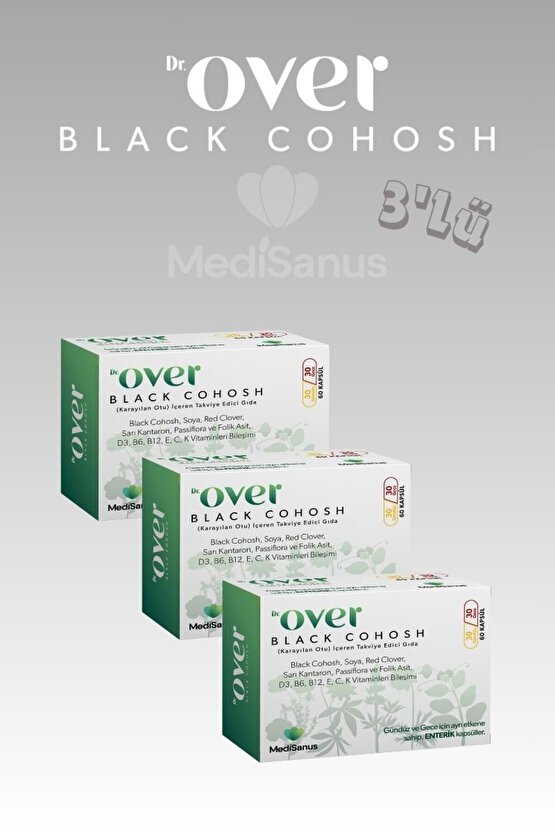 Black Cohosh, Karayılan Otu, Soya, Red Clover, Sarı Kantaron, Passiflora Içeren Gıda Tak. 3 Kutu