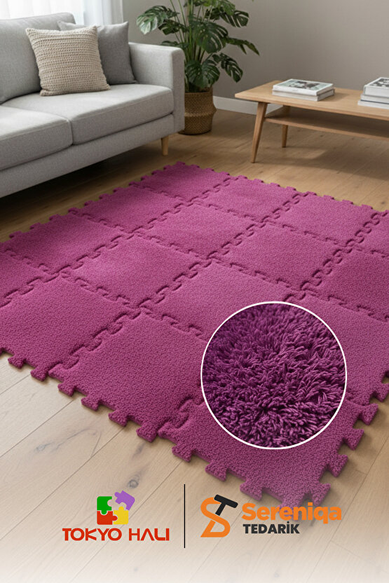 Pembe Peluş Puzzle Halı, Kendi Tasarımını Oluştur, Yapboz Halı, Peluş Halı