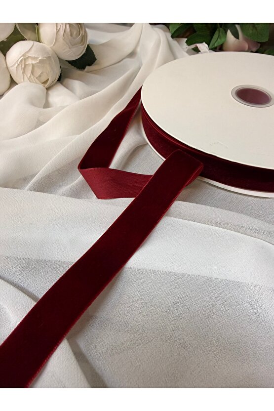 Bordo Kadife Kurdele 2cm -5m Fiyonk, Kurdele , Hediye