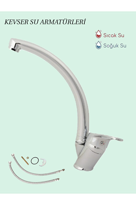 KEVSER SU ARMATÜRLERİ Kuğ Batarya Mutfak&LavaboDüz Boru Krom