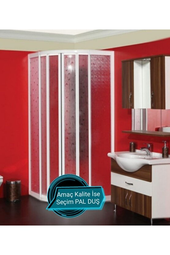 90*90 H:180 Beyaz Alüminyum Mika Camlı Duşakabin