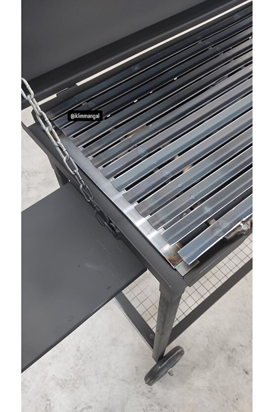40x70 Demir Kapaklı Barbekü Yazlık Tipi Mangal Grill Oluklu Izgara