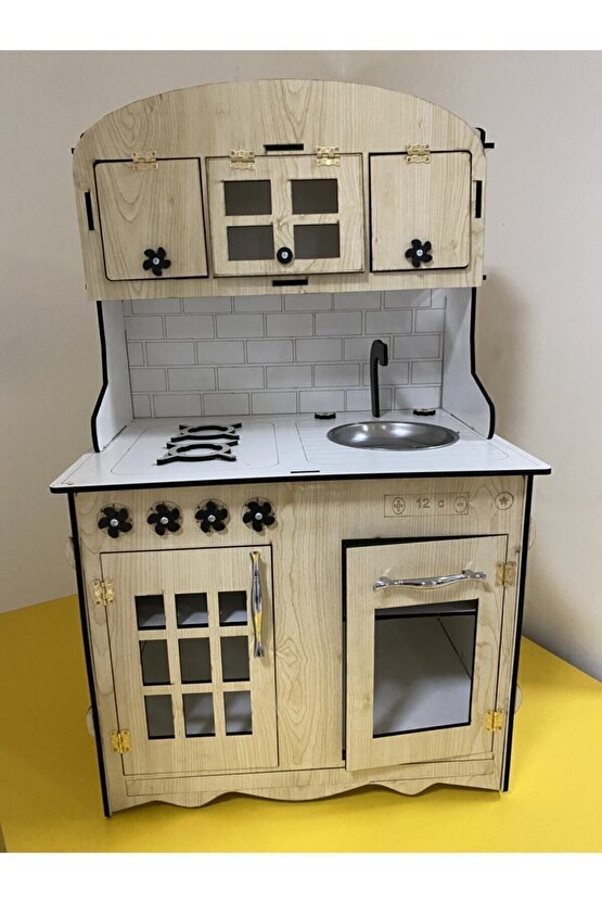 Montessori Eğitici Ahşap Oyuncak Mutfak 6mm 80x55