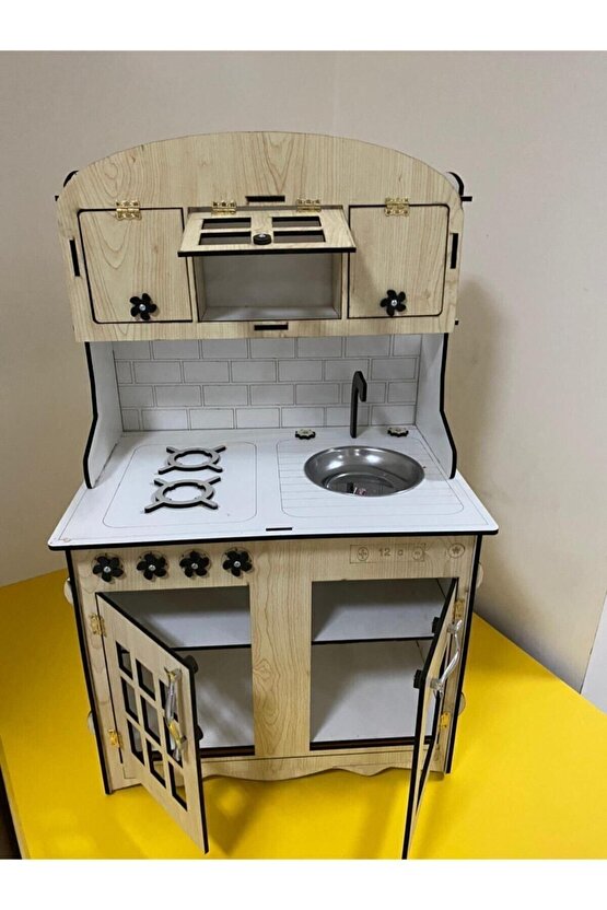 Montessori Eğitici Ahşap Oyuncak Mutfak 6mm 80x55