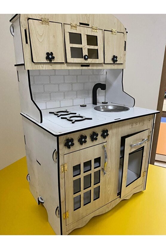 Montessori Eğitici Ahşap Oyuncak Mutfak 6mm 80x55