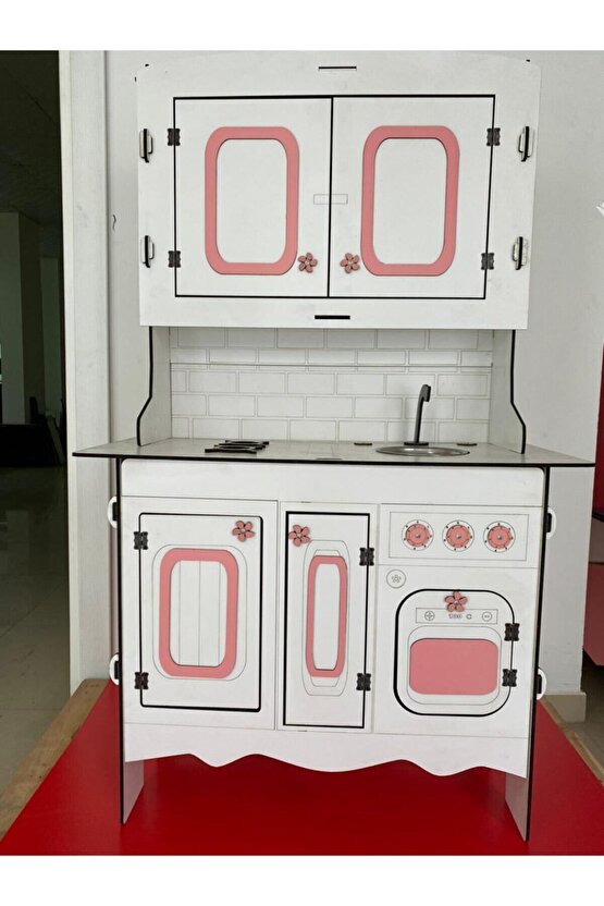 Büyük Boy Montessori Ahşap Oyuncak Mutfak 135x80