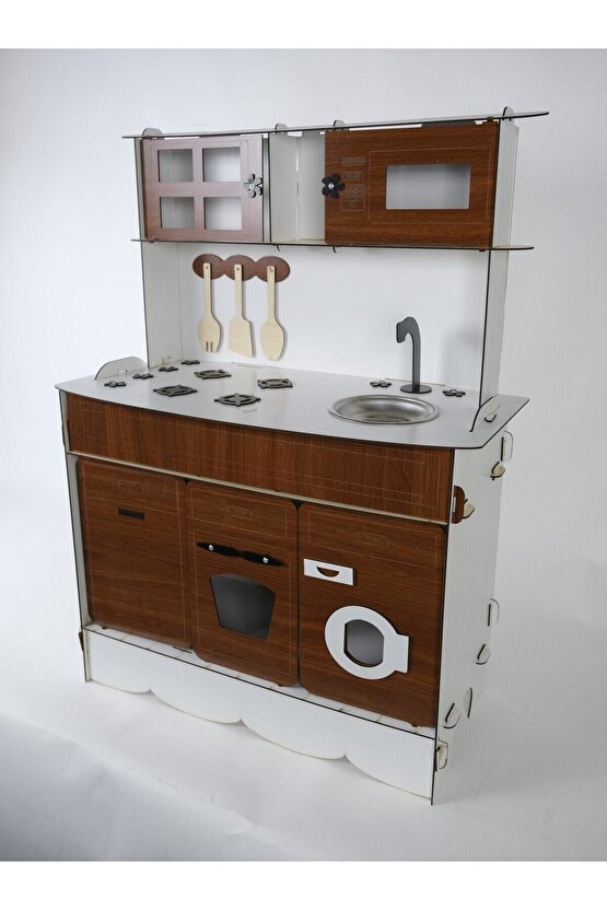 3 Kapaklı Ahşap Oyuncak Mutfak