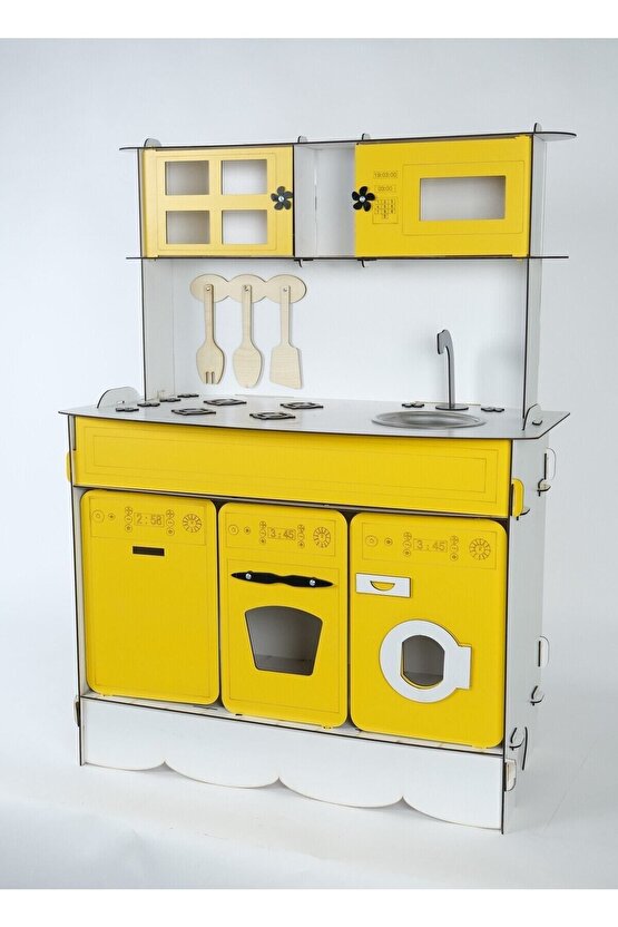 3 Kapaklı Ahşap Oyuncak Mutfak