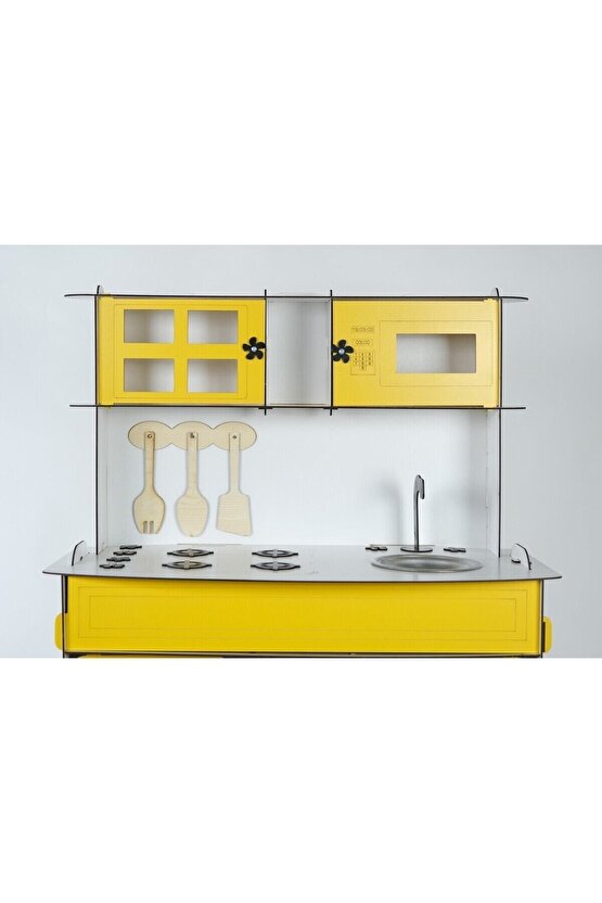 3 Kapaklı Ahşap Oyuncak Mutfak