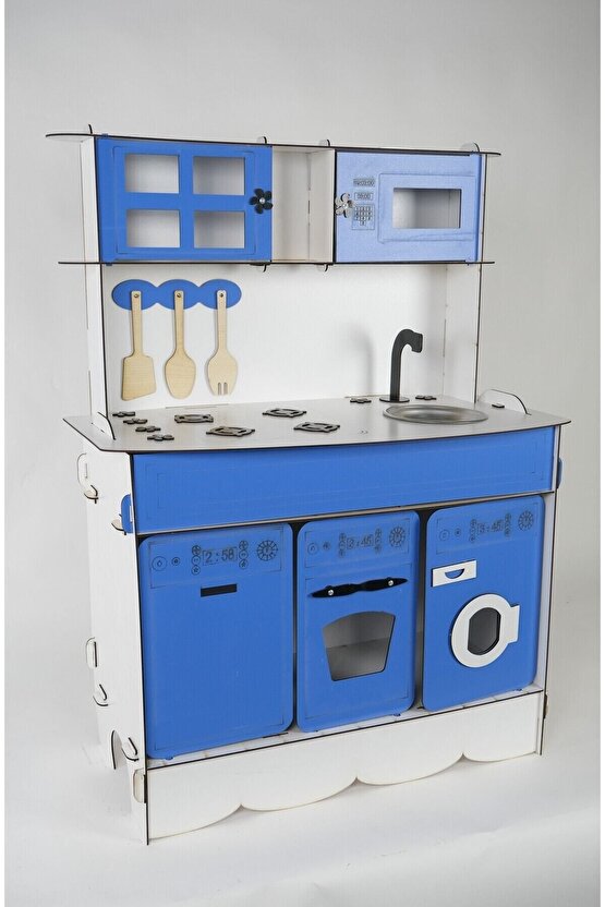 3 Kapaklı Ahşap Oyuncak Mutfak