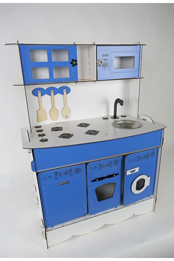 3 Kapaklı Ahşap Oyuncak Mutfak