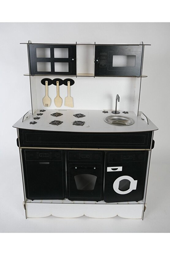 3 Kapaklı Ahşap Oyuncak Mutfak