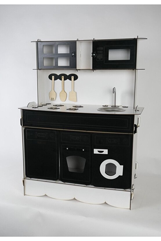 3 Kapaklı Ahşap Oyuncak Mutfak