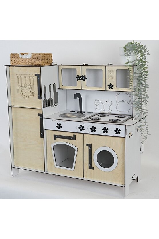 Ahşap Oyuncak Mutfak Buzdolaplı, Mutfak Seti Oyuncak, Oyuncak Mutfak