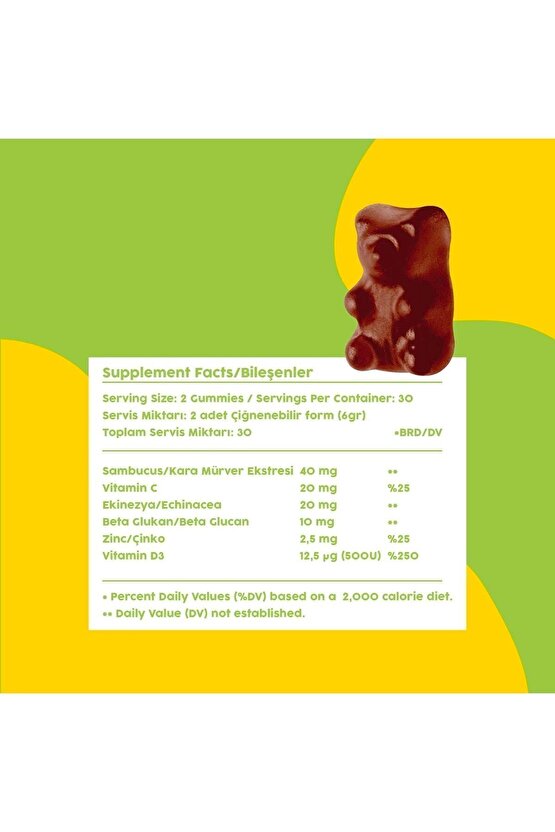 Sambucus Multivitamin Karamürver, Vitamin C+d3, Çinko, Beta Glukan Doğal Böğürtlen Aromalı