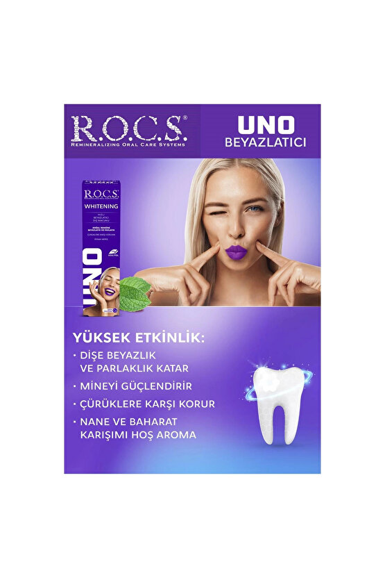 Rocs Uno Hızlı Beyazlatıcı Diş Macunu 74g