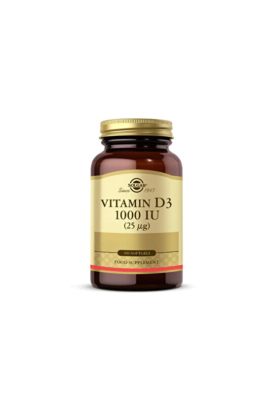 Vitamin D3 1000 IU 100 Yumuşak Kapsül