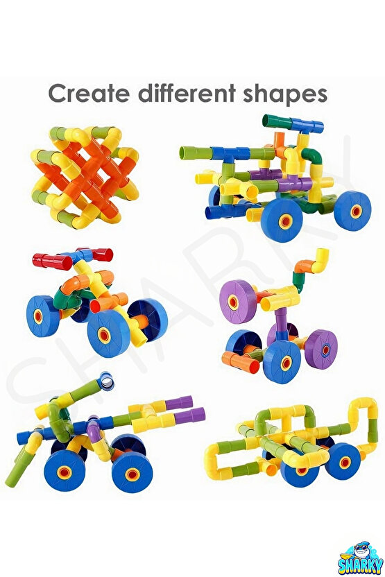 Oyuncak Tekerlekli Tako Boru Eğitici Blok Yapı Seti 72 Parça