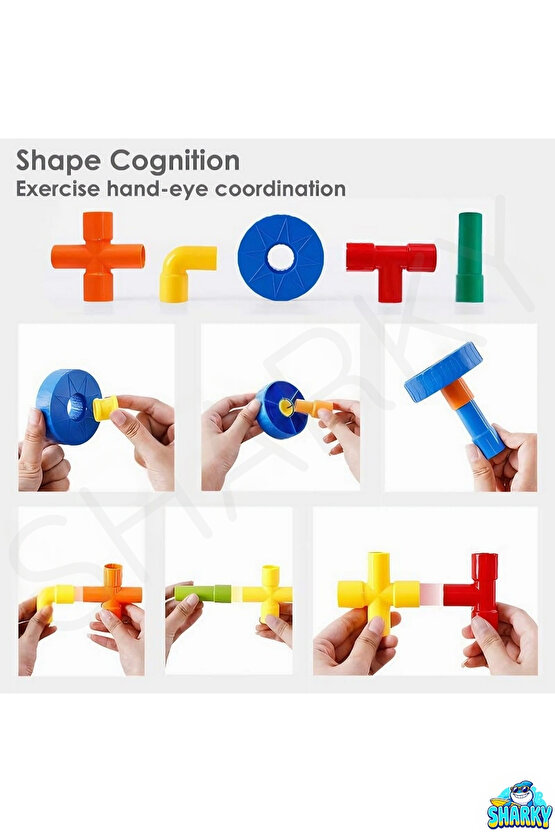 Oyuncak Tekerlekli Tako Boru Eğitici Blok Yapı Seti 72 Parça