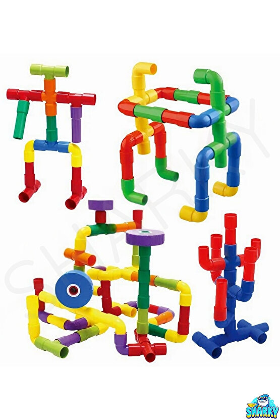 Oyuncak Tekerlekli Tako Boru Eğitici Blok Yapı Seti 72 Parça