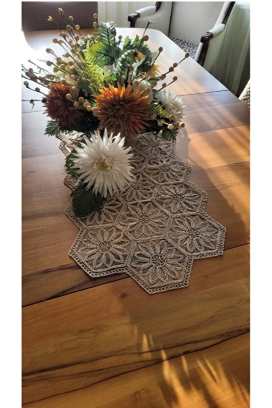 Fransız Dantel Detaylı Tek Runner, Masa Üzerine Runner, Masa Örtüsü