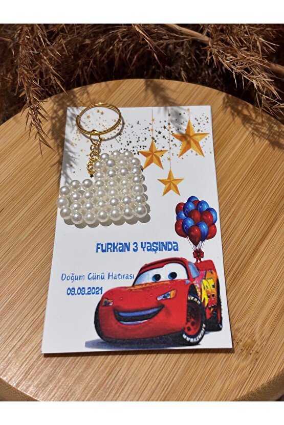 İnci Anahtarlık 8 Adet doğum Günü Hatırasıözel Tasarımşimşek Mcqueen Tasarımlı