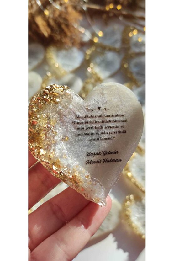 BİRGÜLCE Gold Kalpli Manget 10 Adet Söz Nişan Nikah Kına Mevlüt Hediyelik