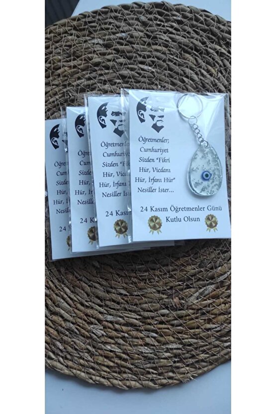 Öğretmenler Günü Hediyelik Özel Anı Kartlı Anahtarlık 10 Adet Epoksi