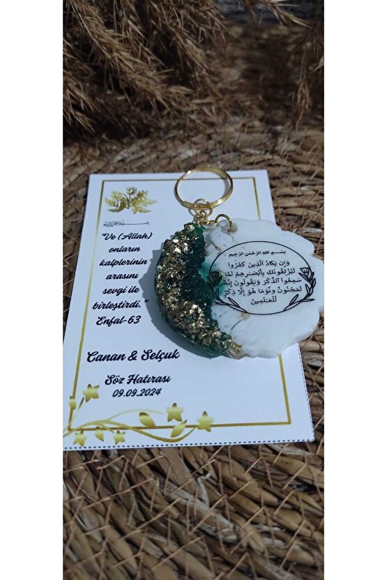 Nazar Ayetiayet-el Kürsi Baskılı Epoksi Anahtarlık Özel Tasarım Kartlı 8li-söz-nişan-nikah-kına