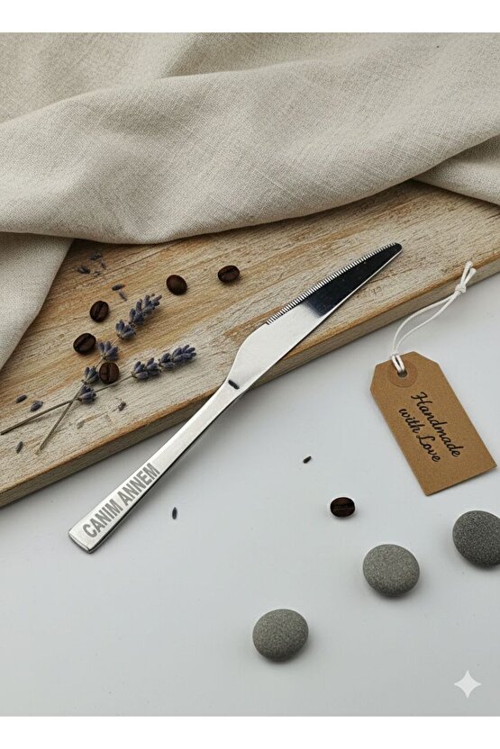 Kişiye Özel Lazer İşlemeli Paslanmaz Çelik Yemek Bıçağı 6 ADET – Unutulmaz Bir Hediye