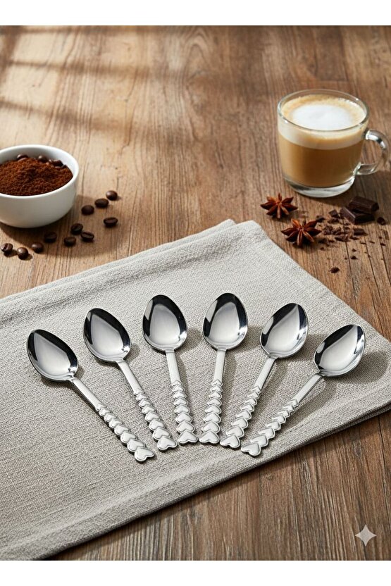 Kutulu 30 Parça 6 Kişilik Çatal Kaşık Takımı Kalpli Model