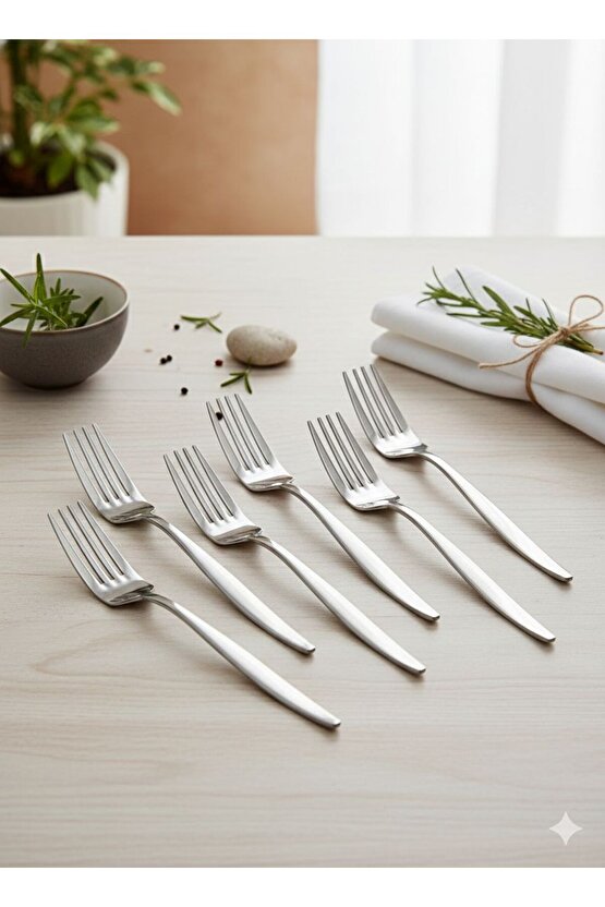 6lı Natural Sivri Yemek Çatalı