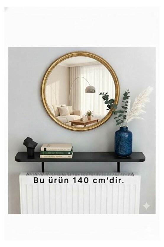 4 KÖŞE OVAL Petek Üstü Raf Dresuar Duvara Montajsız Kalorifer Peteği Üstü Raf 140x18cm SİYAH