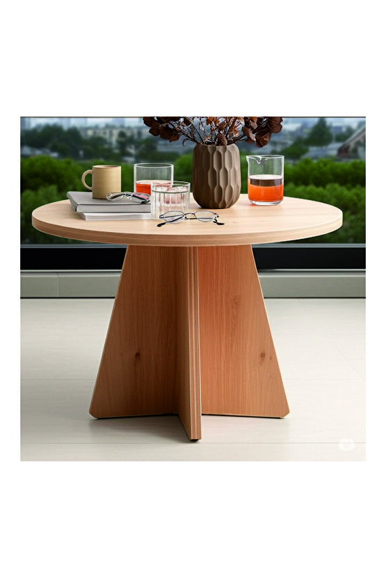 Mantar Tekli Zigon- Orta-Salon Sehpası Safir Meşe