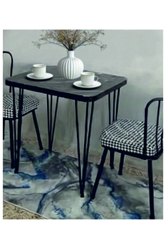 Metal Ayaklı 60x70cm (TEK MASA)Balkon Masası- Çalışma Masası -kafe masası SİYAH MERMER 60X70