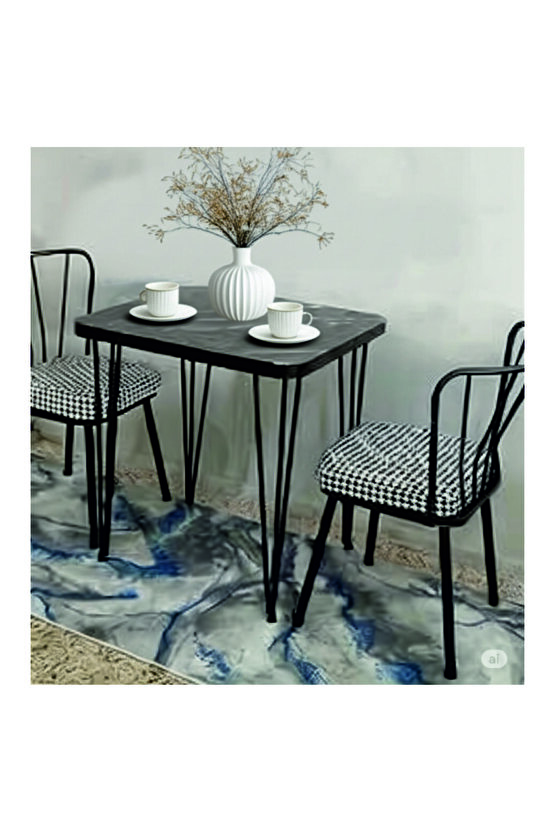Metal Ayaklı 60x90cm KALINLIKLI (TEK MASA)Balkon Masası- Çalışma Masası -kafe SİYAH MERMER 60X90