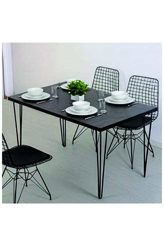 Metal Ayaklı 60x90cm Mutfak Masası Balkon Masası Çalışma Masası SİYAH MERMER 60x90
