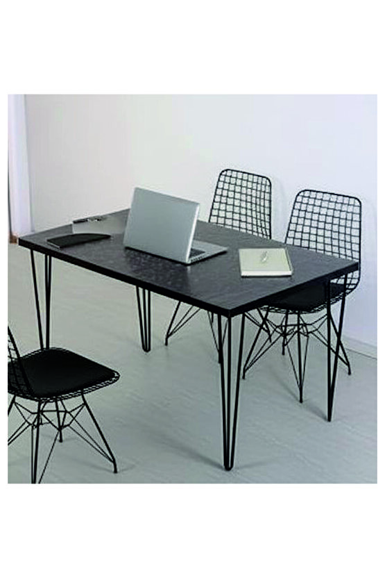Metal Ayaklı 60x90cm Mutfak Masası Balkon Masası Çalışma Masası SİYAH MERMER 60x90