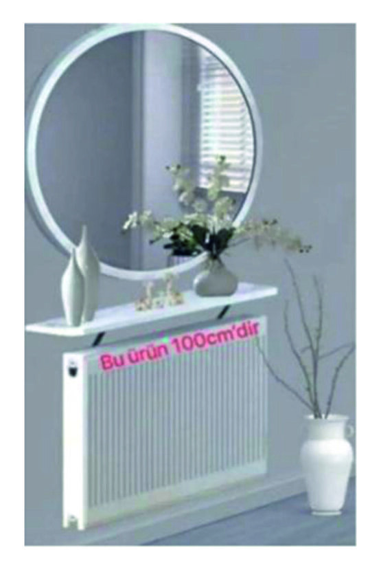 4 KÖŞE OVAL BEYAZ Petek Üstü Raf Dresuar Duvara Montajsız Kalorifer Peteği Üstü Raf 100x18cm