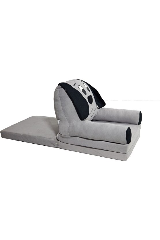 3 Minderli Katlanabilir Bebek-çocuk Koltuğu Sandalye Portatif Yatak Puf Sofa Kumaş Köpek Figürlü