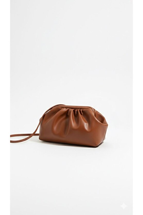 Heybes Kadın Büzgü Tasarım Deri Saplı Omuz ve El Çantası