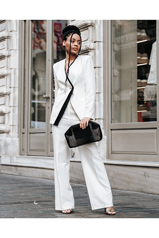 Heybes Kadın Siyah Petek Desenli Şeffaf Clutch El Çantası