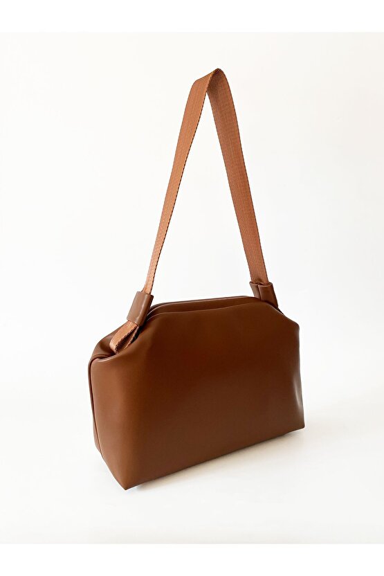 Heybes Kadın Kahverengi Vegan Deri Çıkarılabilir Saplı Omuz ve El Çantası