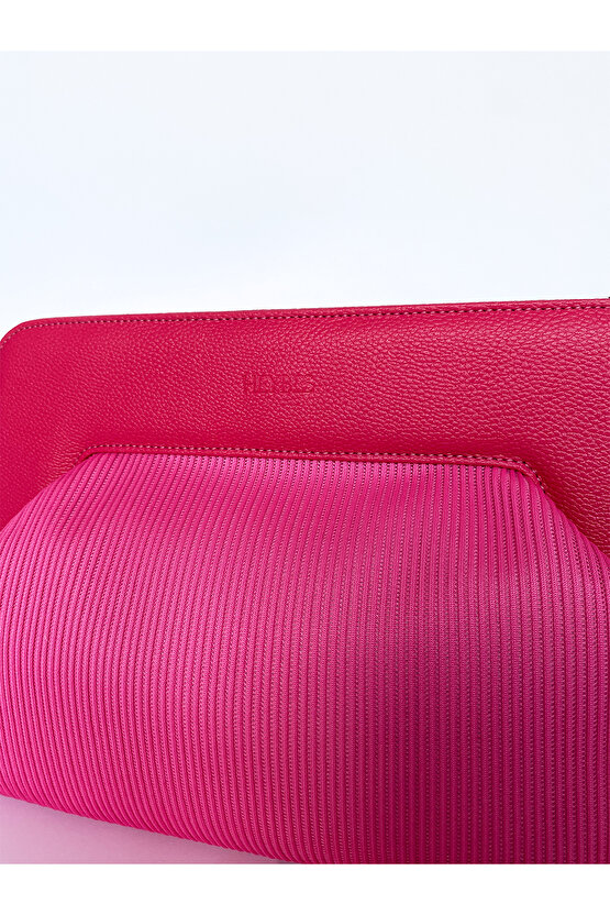 Heybes Kadın Pembe Fitilli Geniş Clutch El Çantası