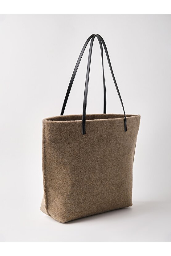 Heybes Kadın Büyük Boy Keçe Kumaş Shopper Tote Omuz Çantası