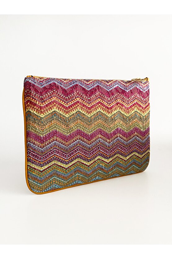 Kadın Renkli Çizgili Portföy El Çantası